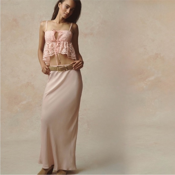 ANTHROPOLOGIE The Tilda Maxi Slip Skirt Medium Pink Size 3X - Picture 4 of 9